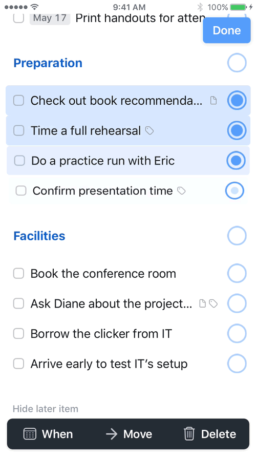 Desktop-Class List Editing on iOS